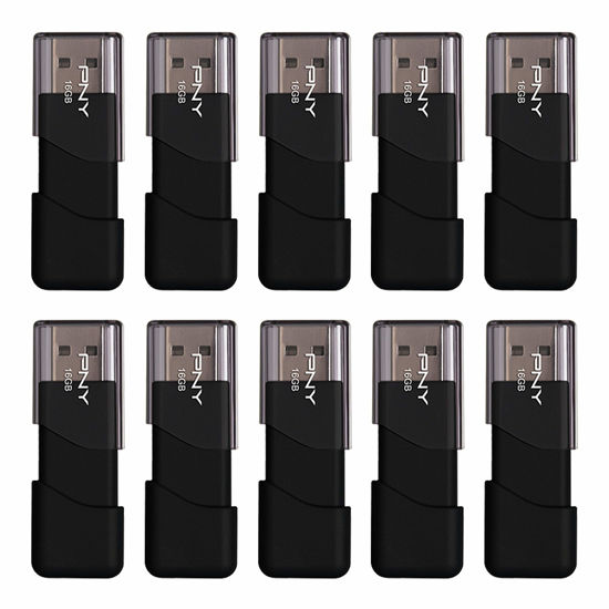 Picture of PNY 16GB Attaché 3 USB 2.0 Flash Drive 10 Count(Pack of 1), BLACK