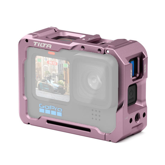 Picture of Tilta Full Camera Cage Compatible with GoPro Hero 12 & 11 Black | Professional Cage | Aluminum Build | Two ¼” Threads | Cold Shoe Mount | Quick Release (Pink) | TA-T42-FCC-P