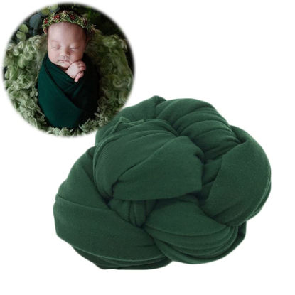 Picture of Zeroest Newborn Photography Outfits Props Stretch Wraps Newborn Photography Wrap for Baby Boys Girls Newborn Photoshoot Posing Wrap Blanket (Dark Green)