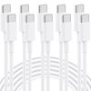 Picture of USB C to USB C Cable, 5-Pack 6FT, 60W Fast Charging Power Delivery for iPhone 16/16 Pro/16 Plus/16 Pro Max/15, iPad Mini 6/Pro 2021, MacBook Pro 2020, Samsung Galaxy S23, Switch