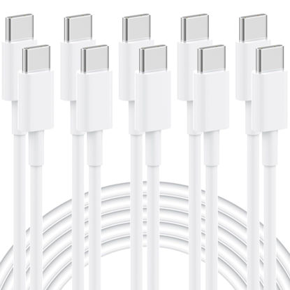 Picture of USB C to USB C Cable, 5-Pack 6FT, 60W Fast Charging Power Delivery for iPhone 16/16 Pro/16 Plus/16 Pro Max/15, iPad Mini 6/Pro 2021, MacBook Pro 2020, Samsung Galaxy S23, Switch