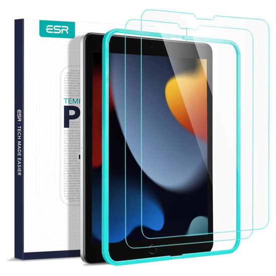 Picture of ESR for iPad 9th Generation Screen Protector, Tempered Glass Film with Easy Installation Frame for iPad 9/8/7 Gen (2021&2020&2019, 10.2 Inch), Scratch-Resistant, HD Clear, 2 Pack