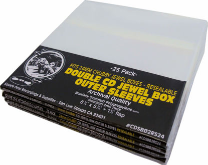 Picture of (100) CD Resealable Outer Sleeves - Oversize - Fits Chubby 24mm CD Jewel Boxes - Super Clear, Archival Quality, Premium 2 mil Thick #CDSB02RS24