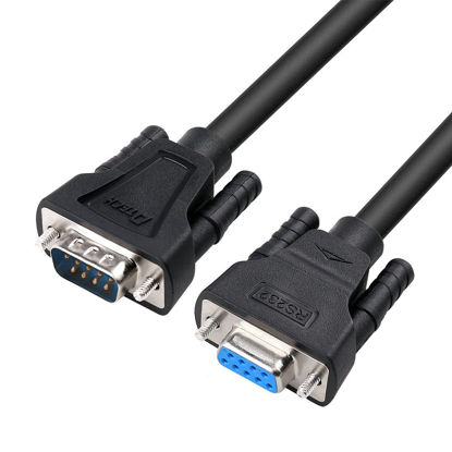 Picture of DTech DB9 RS232 Serial Cable Male to Female Null Modem Cord Full Handshaking 7 Wire Crossover for Data Communication (10 Feet, Black)