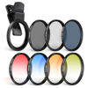 Picture of NEEWER 52 mm ND+CPL + Effect Filter Set with Mobile Phone Lens Clamp, Polarising Filter ND32, 6 Point Star Filter, 4 Graduated Colour Filters, Compatible with iPhone 15 14 Pro Max 13 12 11 Canon Nikon