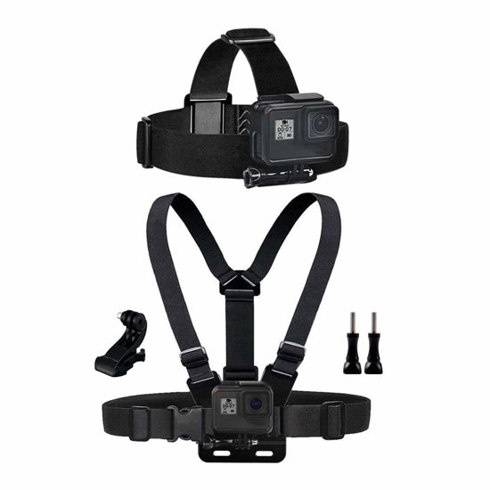 Picture of Dream Bull Chest Mount Harness Chesty Vest Head Mount Strap for Action Camera Compatible with GoPro Hero 12,11,10,9,8,Max,Go Pro Hero 7,6, 5,4, Session,3+,3,Hero (2018),Fusion,DJI Osmo,AKASO