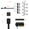 Picture of OIKWAN SFF-8643 Internal Mini SAS HD to (4) 29pin SFF-8482 connectors with SAS 15pin Power Port 12GB/S Cable 3.3ft(1m)…