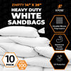 Picture of Heavy Duty Woven Polypropylene Sand Bags for Flooding -14" x 26" 100 lb Weight Limit - Military Grade Reusable Refillable Sand Bag for Hurricane Flood Protection - Empty Sandbags, White, Bundle of 10