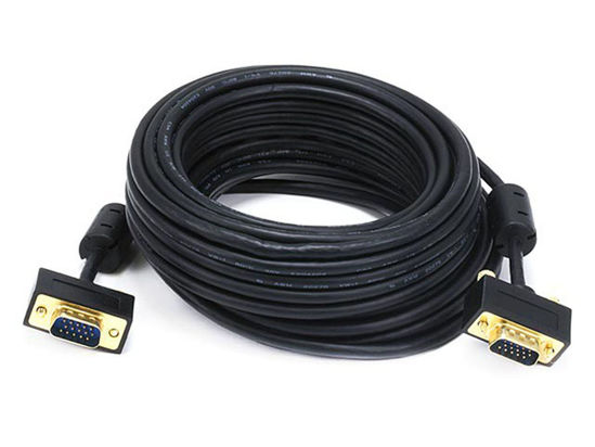 Picture of Monoprice Ultra Slim SVGA Super VGA Male to Male Monitor Cable - 35 Feet With Ferrites | 30/32AWG, Gold Plated Connector