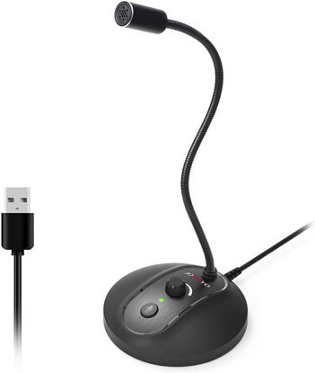 Picture of JOUNIVO USB Computer Microphone with Mute Button, Plug&Play Condenser, Desktop, PC, Laptop, Mac, PS4 Mic -360 Gooseneck Design -Recording, Dictation, YouTube, Gaming, Streaming