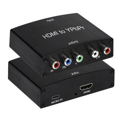 Picture of HDMI to Component Converter, HDMI to YPbPr 5RCA RGB + R/L Converter V1.4 with R/L Audio Output Support for MacBook TV Blu-Ray DVD PS4 DVD, PSP, Xbox 360, Fire TV Stick