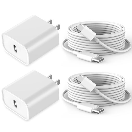 Picture of Fast Charging for iPhone 15 Charger,2Pack 20W USB C Wall Charger Travel Plug Block iPhone 15 Charging Cable for iPhone 15/15 Plus/15 Pro/15 Pro Max/iPad Mini 6/iPad Air4/iPad Pro 12.9/iPad Pro 11inch