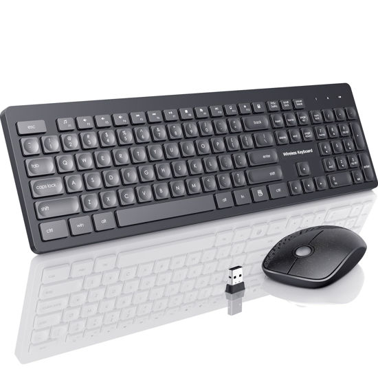 Picture of Wireless Keyboard and Mouse, 2.4GHz Silent Keyboard and Mouse Wireless, Ultra-Slim USB Keyboard, Keyboard Mouse Combo for PC Laptop Windows XP/7/8/10, Vista, Mac (Black)