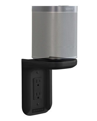 Picture of Sanus Outlet Shelf - Holds Any Device Up to 10lbs & Installs in Seconds - includes Standard & Decora Style Outlet Covers & Integrated Cable Management Channel - Works for Sonos & Smart Home Speakers