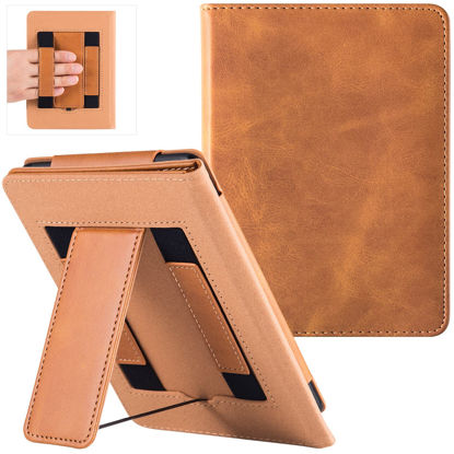 Picture of BOZHUORUI Stand Case for Older Kindle Paperwhite 5th/6th/7th/10th Generation (2012-2018 Release) - Premium PU Leather Sleeve Cover with Two Hand Straps and Auto Sleep/Wake (Brown)