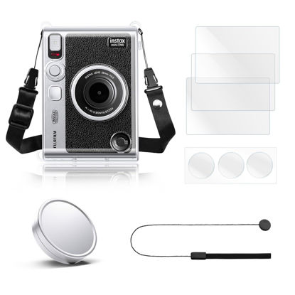 Picture of Rieibi Accessories for Fujifilm Instax Mini Evo Instant Camera, Gift Bundle Includes Clear Instax Mini Evo Case & Instax Mini Evo Lens Cap with Anti-Loss String & Screen Protector