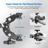 Picture of NEEWER Super Clamp with 3" Dual Ballhead Magic Arm, Ball Head Adapter, Cold Shoe, Phone Holder, Action Camera Clamp Mount for Flat/Round Surface Compatible with GoPro DJI iPhone 15 Pro Max, ST85