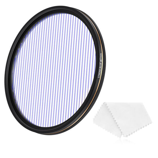 Picture of LENSKINS 67mm Variable Blue Streak Filter, Special Effects Lens Filter, Anamorphic Optical Glass, Multi-Resistant Coated, Light Flare Effect Filter for Camera Lens