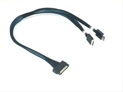 Picture of Micro SATA Cables|MICIO x8 74P to 2 X Oculink 4i Straight Connector Cable - 450 MM