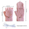 Picture of 2 Pairs Winter USB Knit Heated Gloves for Women Men Full & Half Fingerless Hands Warmer Rechargeable Heating Laptop Gloves (Black+Pink)