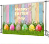 Picture of InMemory Happy Easter Day Backdrop Colorful Eggs Wood Board Green Grass Rabbit Party Decor Banner Baby Kids Portrait Photo Photography Background 7x5ft