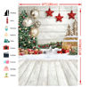 Picture of Dudaacvt 6x8ft Christmas Backdrop White Wood Floor Photography Backdrop Winter Snow Christmas Balls Xmas Tree Gift Family Party Photo Background New Year Party Decoration Backdrops