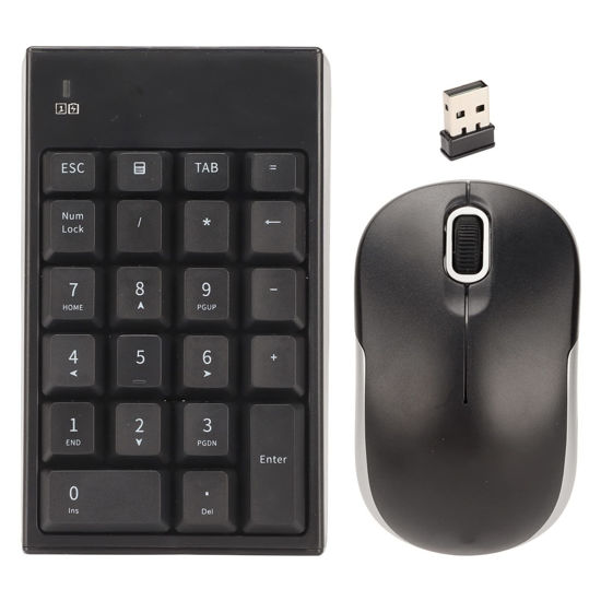 Picture of VINGVO Numeric Keypad Mouse Combo, 2.4GHz Wireless Number Pad and Mouse ABS Material 22 Keys Ultra Slim USB Numeric Keypad and Mouse Combo for Laptop Desktop, PC, Surface Pro,Notebook (Black)