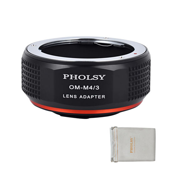 Picture of PHOLSY Lens Mount Adapter OM to MFT Compatible with Olympus Zuiko OM Mount Lens to Micro Four Thirds (M4/3 Micro 4/3) Mount Camera Body Compatible with Olympus Panasonic Lumix Cameras OM to M4/3