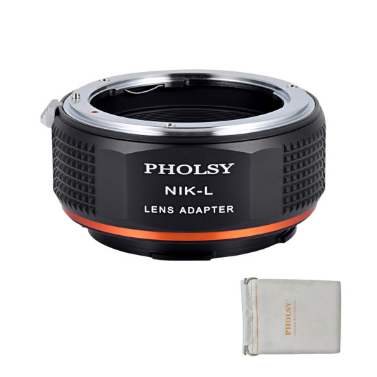 Picture of PHOLSY Lens Mount Adapter Nikon F to L Compatible with Nikon F (AI AIS AF AF-I AFS) Lens to Leica L Mount Camera Body Compatible with Leica SL2, SL2-S, CL, TL2, Lumix S5, S1, BS1H, Sigma fp, fp L