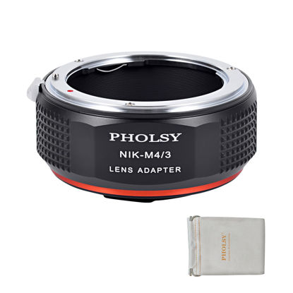 Picture of PHOLSY Lens Mount Adapter Nikon F to MFT Compatible with Nikon F (AI AIS AF AF-I AFS) Lens to Micro Four Thirds (M4/3 Micro 4/3) Camera Body Compatible with Olympus Panasonic Lumix Cameras F to M4/3