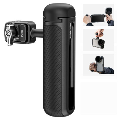 Picture of NEEWER Quick Release Side Handle Only for 2nd Gen Phone Cages PA043 PA044 for iPhone 15 Pro Max/15 Pro, PA042 for Samsung S24 Ultra, with Covered Cold Shoe, Anti Off Pin, Silver Lock, PA045S