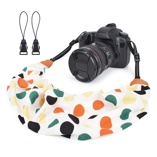 Picture of LIFEMATE Scarf Camera Strap for Women,DSLR Camera Strap Neck Strap,Fabric Floral Scarf Camera Strap For Women(Colorful Point)