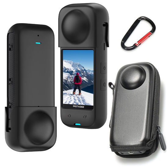 Picture of Compatible with Insta 360 X4 Case, Insta 360 X4 Silicone Protective Case, Hard Shell Camera Protector Bumper with Soft Lens Cap Accessories Kit