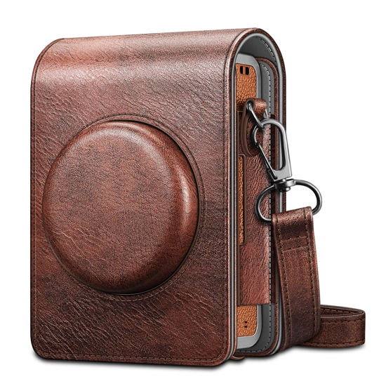 Picture of Fintie Protective Case for Fujifilm Instax Mini EVO Camera - Premium Vegan Leather Bag Cover with Removable Adjustable Strap, Vintage Brown