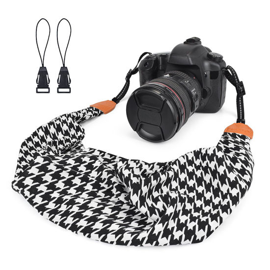 Picture of LIFEMATE Scarf Camera Strap for Women,DSLR Camera Strap Neck Strap,Fabric Floral Scarf Camera Strap For Women(Houndstooth)