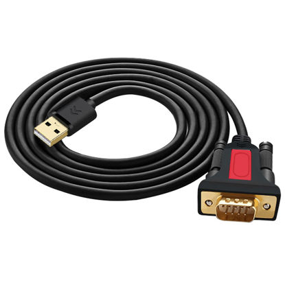 Picture of ELECABLE USB to RS232 DB9 Serial (9-Pin) Adapter Cable 10ft Compatible with MAC OS, Windows, Android, Linux (USB 10FT)