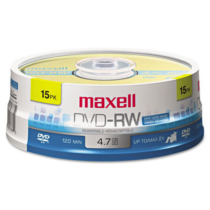 Picture of Maxell 635117 DVD-RW Discs, 4.7GB, 2X, Spindle, Gold, 15/Pack