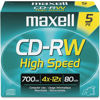 Picture of Maxell MAX630025 CD Rewritable Media, CD-RW, 4X, 700 MB, 5 Pack