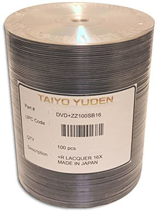 Picture of Taiyo Yuden 100-Pak 16X Speed Shiny-Silver DVD+R's in Tapewrap (Made in Japan)