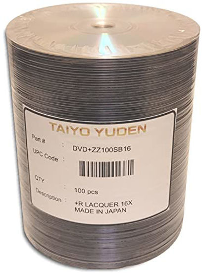 Picture of Taiyo Yuden 100-Pak 16X Speed Shiny-Silver DVD+R's in Tapewrap (Made in Japan)