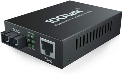 Picture of 10Gtek Gigabit SingleMode Fiber to Ethernet Media Converter, Dual SC Fiber, 1000Base-LX to 10/100/1000Base-Tx Gigabit SMF Fiber SC to Copper RJ45 Ethernet Converter, UL Certified, 20km