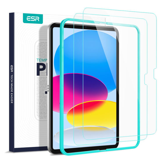 Picture of ESR 2 Pack Screen Protector for iPad 10th Generation 10.9 Inch (2022), Ultra-Hard Tempered Glass Film Guard with Alignment Frame, Anti-Scratch, Bubble Free, HD Clarity, Face ID Compatible