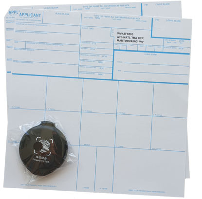 Picture of GUNGNER FD-258 ATF NFA Fingerprint Cards with Thumbprint Ink Pad for Fingerprinting Brace, SBR, Silencer