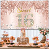 Picture of KatchOn, Sweet 16 Banner Rose Gold - Large, 72x44 Inch | Sweet 16 Party Decorations | Sweet 16 Backdrop for Sweet 16 Birthday Decorations | Sweet 16 Birthday Banner, Sweet Sixteen Party Decorations