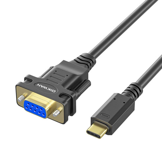 Picture of OIKWAN USB-C to Serial Adapter, 6FT RS232 DB9 Female Converter Cable, FTDI Chip, Compatible with Windows, Mac, Linux, Type C Device, Industrial Applications, Data Communication