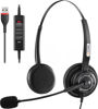 Picture of Arama USB Headset with Microphone for PC Laptop, On-Ear Wired Computer Headset with Noise Cancelling Mic & in-line Control for Home Office Call Center Online Class Skype Zoom（A202USB）