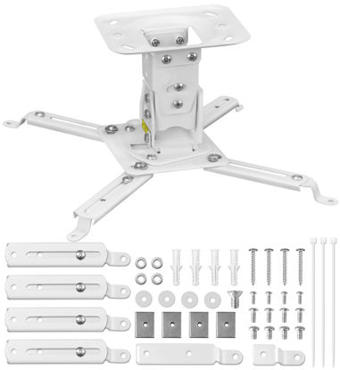 Picture of Projector Ceiling Mount, Adjustable Projector Mount, Heavy Duty 17.3 inch / 44cm Arm Reach, 4.7/12cm Height, 25° Tilt Projector Mounts Projector Holder White Home Theater Office 32 lbs / 14.5kg