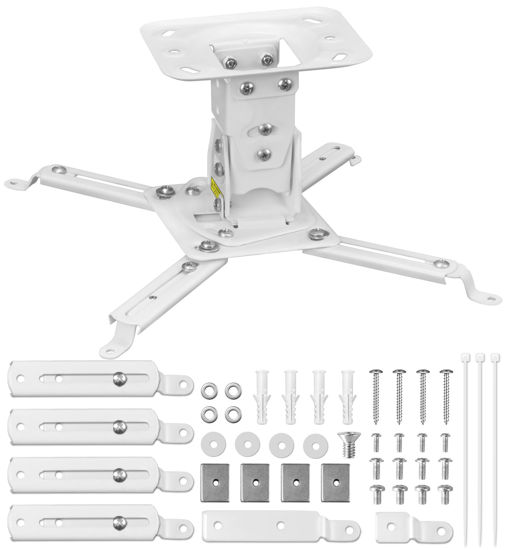 Picture of Projector Ceiling Mount, Adjustable Projector Mount, Heavy Duty 17.3 inch / 44cm Arm Reach, 4.7/12cm Height, 25° Tilt Projector Mounts Projector Holder White Home Theater Office 32 lbs / 14.5kg