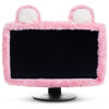 Picture of Aspens Design Cute Kawaii Desk Accessory for 17"-24" Computer TV Monitor dust Cover Pink, Furry Fabric