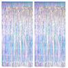 Picture of Iridescent Party Streamers Backdrop - GREATRIL Neon Transparent Holographic Tinsel Foil Fringe Curtain for Mermaid/Frozen/Sea/Euphoria/ERAS Party Theme Decorations 2 PCS